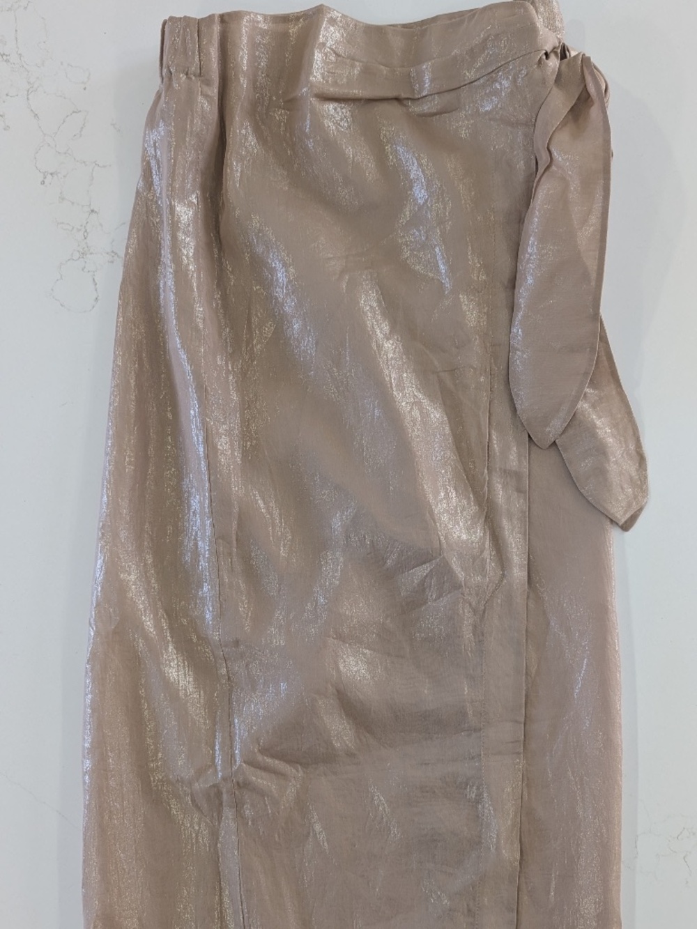 Brunello Cucinelli Gold Coated Cotton Wrap Skirt MSRP $3050 Size 2 IT 38 Italy